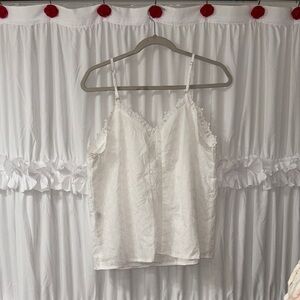 Elegant White Lace Trim Cami Top